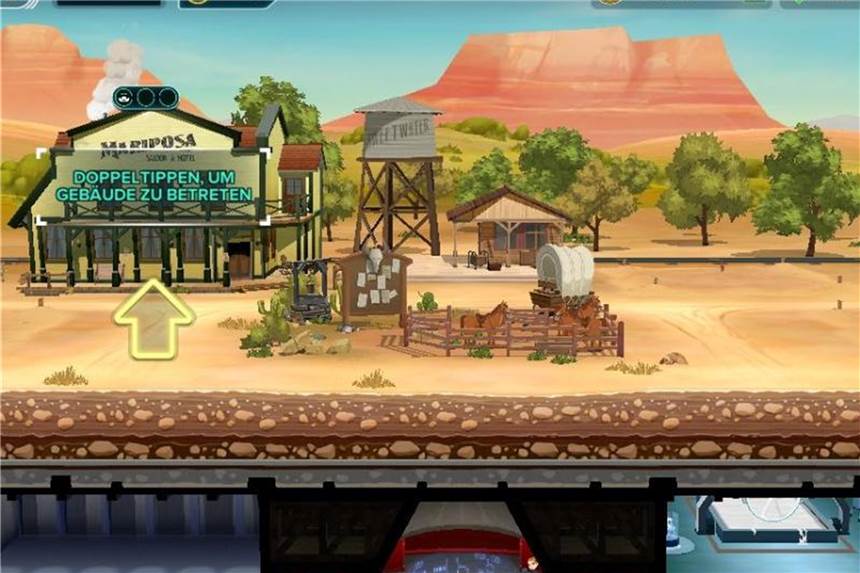 „Westworld“ auf dem Smartphone und Licht im Labyrinth Oben die Westernstadt, unten die hochmodernen Kunstmenschen. „Westworld“ kann man nun auch auf dem Smartphone spielen. Foto: Warner Bros.