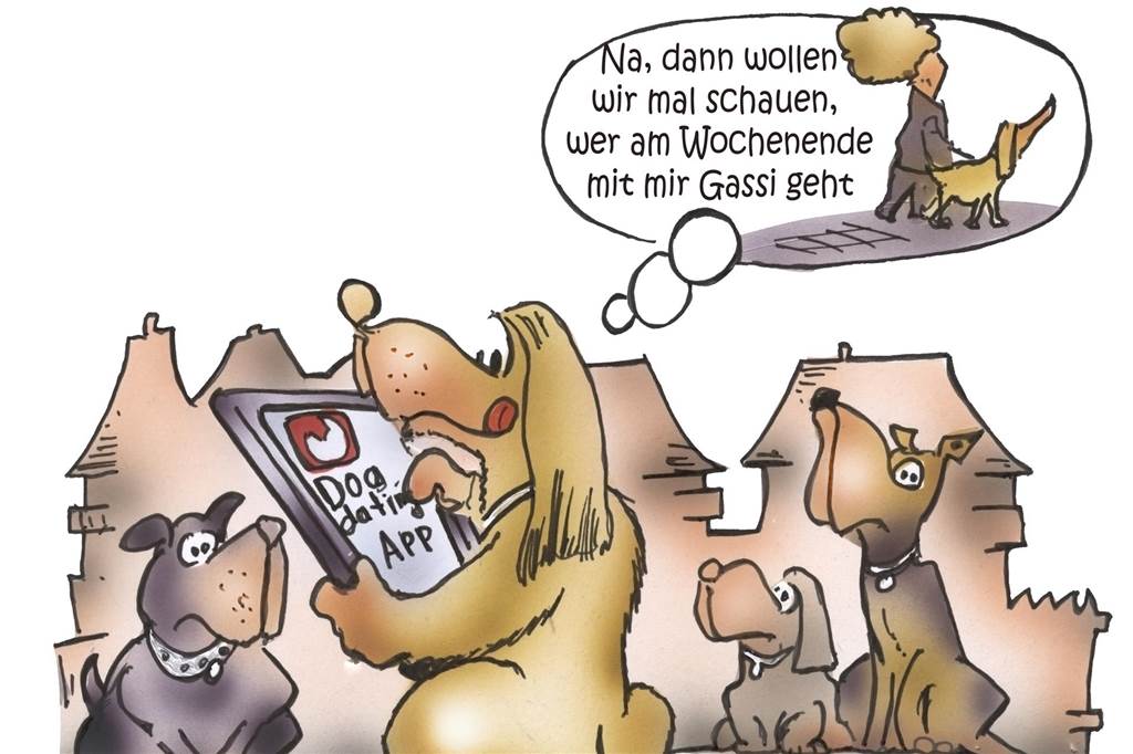 Karikatur Dating-App für Hunde Hundelieb