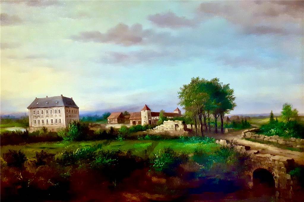 Clemens Wolter: ein Lippramsdorfer Künstler feiert seinen 150. Geburtstag Die Burg Ostendorf bei Haltern als Ölgemälde
