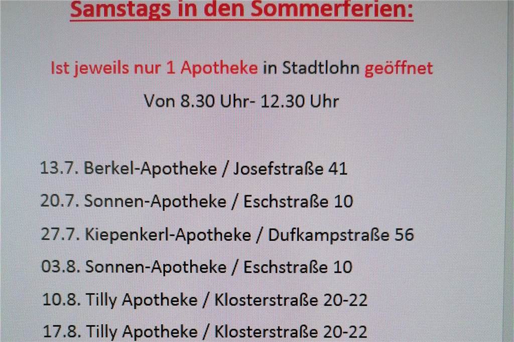 Aushang in den Apotheken