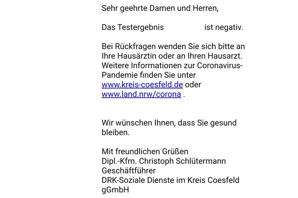 Selbstversuch: So läuft ein Corona-Schnelltest im Olfener Testzentrum ab Per E-Mail gibt es das Ergebnis des Schnelltests.