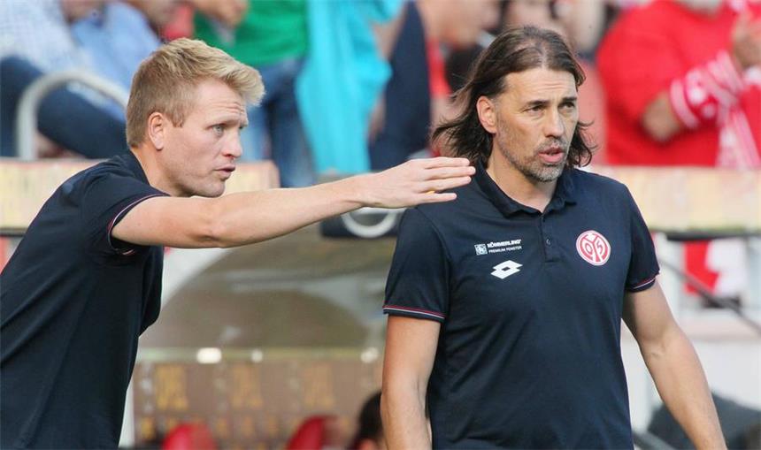 Peter Perchtold (l.) stand zuletzt mit Martin Schmidt beim FSV Mainz 05 an der Seitenlinie.