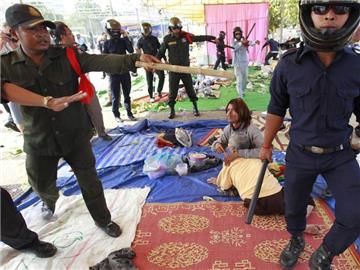 Polizeieinsatz in Kambodschas Hauptstadt Phnom Penh. Foto: Mak Remissa