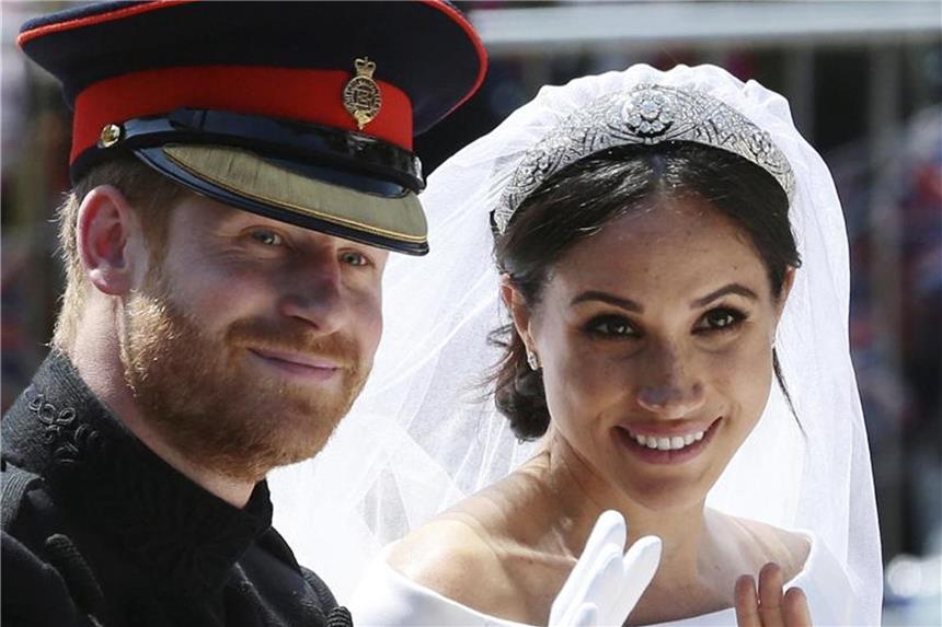 Thomas Markle entschuldigt sich bei Herzogin Meghan Prinz Harry und seine Frau Meghan nach ihrer Trauung. Foto: Aaron Chown