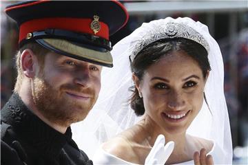 Prinz Harry und seine Frau Meghan nach ihrer Trauung. Foto: Aaron Chown