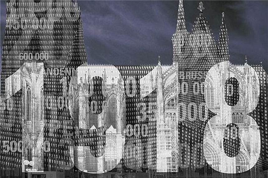 Projektskizze für die Licht-Inszenierung „Dona nobis pacem“ am Kölner Dom zum Weltkriegsgedenken 1918. Foto: Hartung & Trenz/Hohe Domkirche Köln, Dombauhütte
