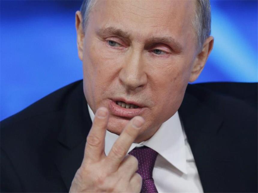 Putin verteidigt Ukraine-Politik vor der Weltpresse Putin kündigte an, die Abhängigkeit des russischen Haushaltes vom Ölverkauf zu reduzieren. Foto: Sergei Chirikov