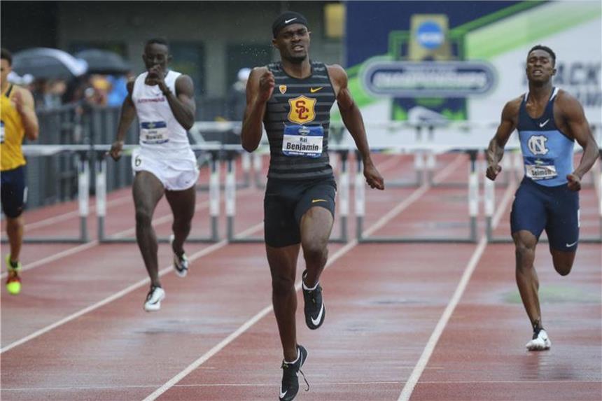 Rai Benjamin rannte die Stadionrunde in Eugene (Oregon) in 47,02 Sekunden. Foto: Andy Nelson
