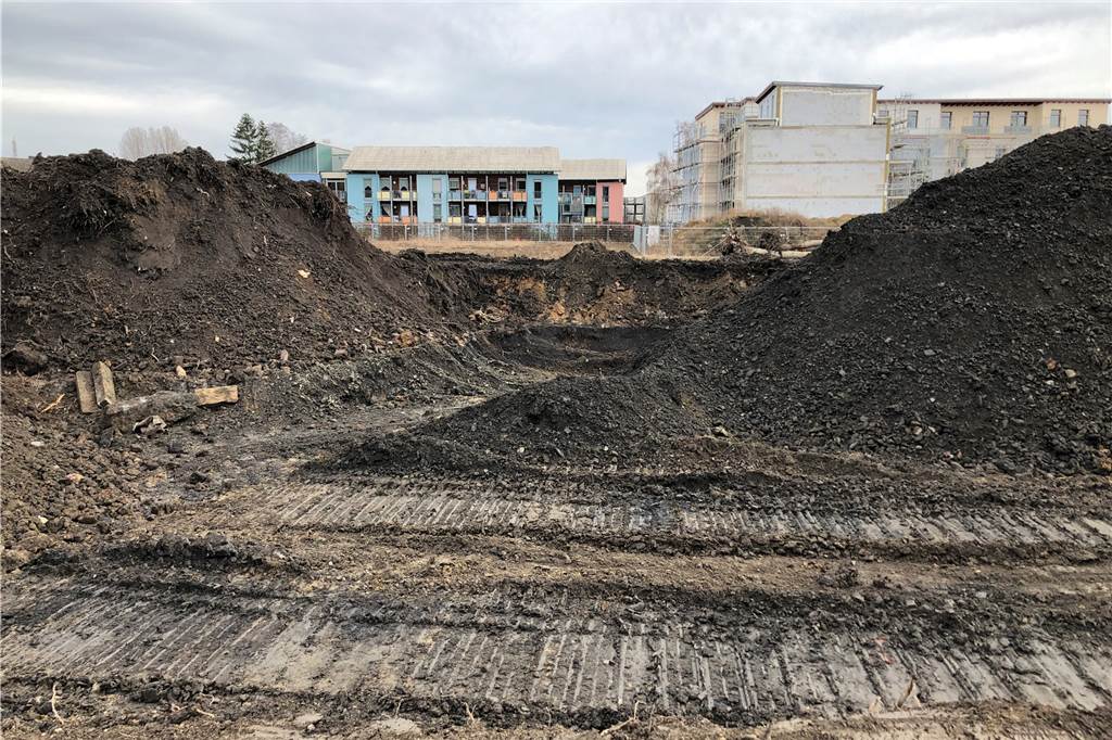 Auf einem ehemaligen Dortmunder Fußballplatz entsteht ein Wohngebiet Riesige Erdmassen werden derzeit auf dem Gelände des Bergstadions auf der Grenze von Eving und Lindenhorst ausgetauscht