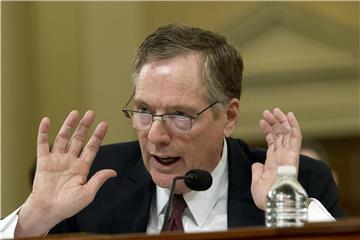Robert Lighthizer, Handelsbeauftragter der USA, während einer Rede über die Handelspolitik im US-Senat. Foto: Jose Luis Magana, AP/dpa