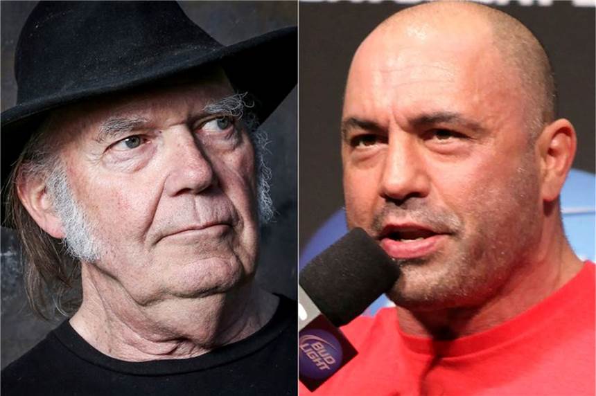 Spotify reagiert auf Star-Protest wegen Corona-Fehlinformationen Rockstar Neil Young (l) hat Spotify wegen des Podcasts von Joe Rogan verlassen.