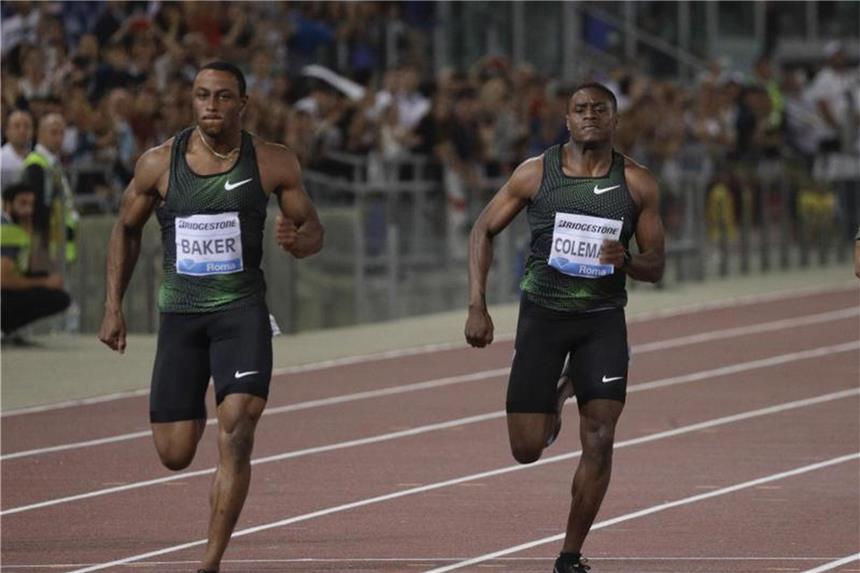 US-Sprinter Baker gewinnt in London - Coleman verletzt Ronnie Baker (l) gewann in 9,90 Sekunden das 100-Meter-Rennen beim Diamond-League-Meeting in London. Foto: Gregorio Borgia