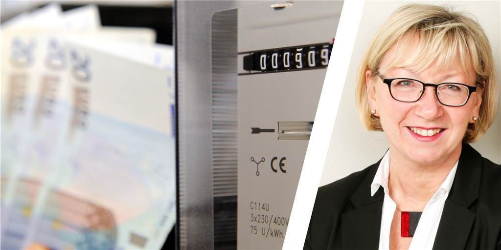 Verbraucherzentrale Castrop-Rauxel: Andrang ist kaum noch zu stemmen Montage der Chefin der Verbraucherzentrale Castrop-Rauxel, Rose Sommer, und einem Symbolbild eines Stromzählers.