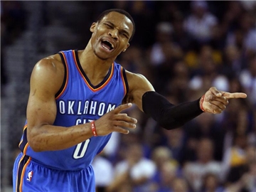 Russell Westbrook ist der Star der Oklahoma City Thunder. Foto: Monica M. Davey