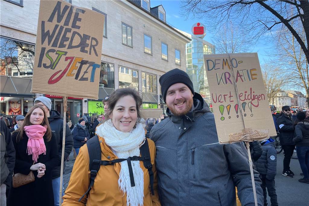 Sabine und Heiko aus Lichtendorf sind zum ersten Mal auf einer Demo.