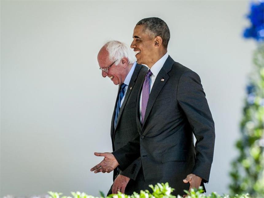 Sanders kostet Vorwahlkampf trotz Rückstands voll aus Sanders traf sich mit US-Präsident Barack Obama im Weißen Haus in Washington. Foto: Pete Marovich