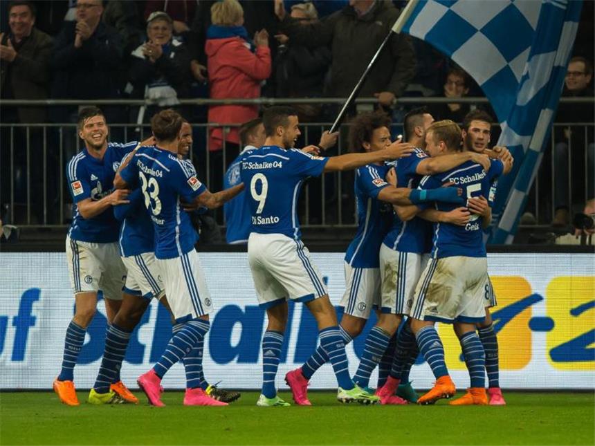 Schalkes Matip und Sané beeindrucken Schalkes Joel Matip (l.) bejubelt mit seinen Mitspielern das Tor zum 1:0.
