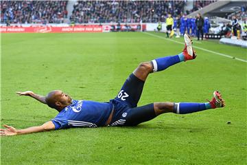 Schalkes "Torjäger" Naldo bejubelt seinen Treffer gegen Stuttgart.