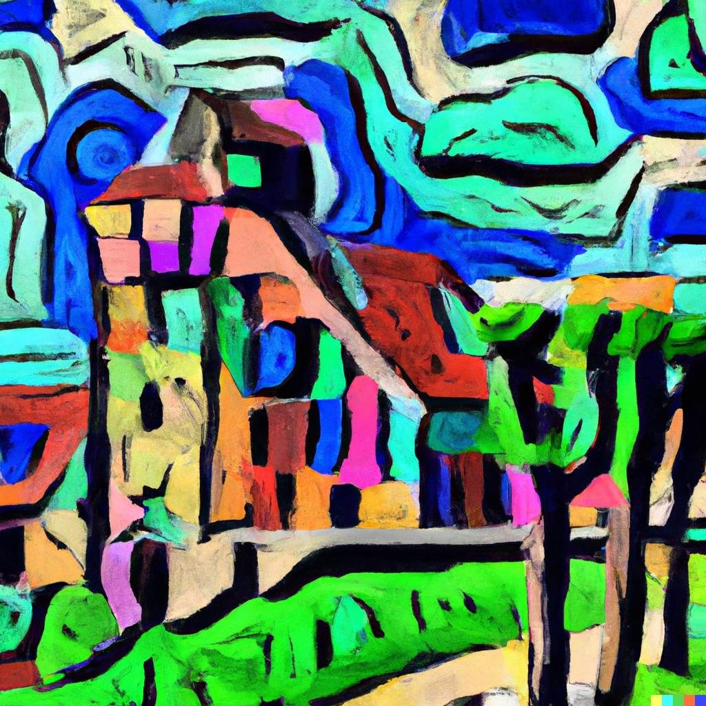 Castrop-Rauxel als ein Gemälde im Stil von Pablo Picasso.