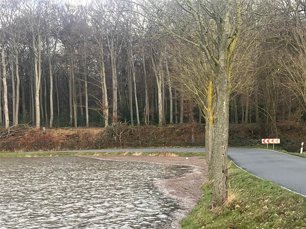 Hochwasser an Stever und Lippe: Sperrung für Schiffsverkehr und Überflutungen Schon gegen Mittag kam das Wasser der Lippe sehr nah an die Vinnumer Straße Richtung Waltrop heran. Abends dann kam es zu ersten Überflutungen.