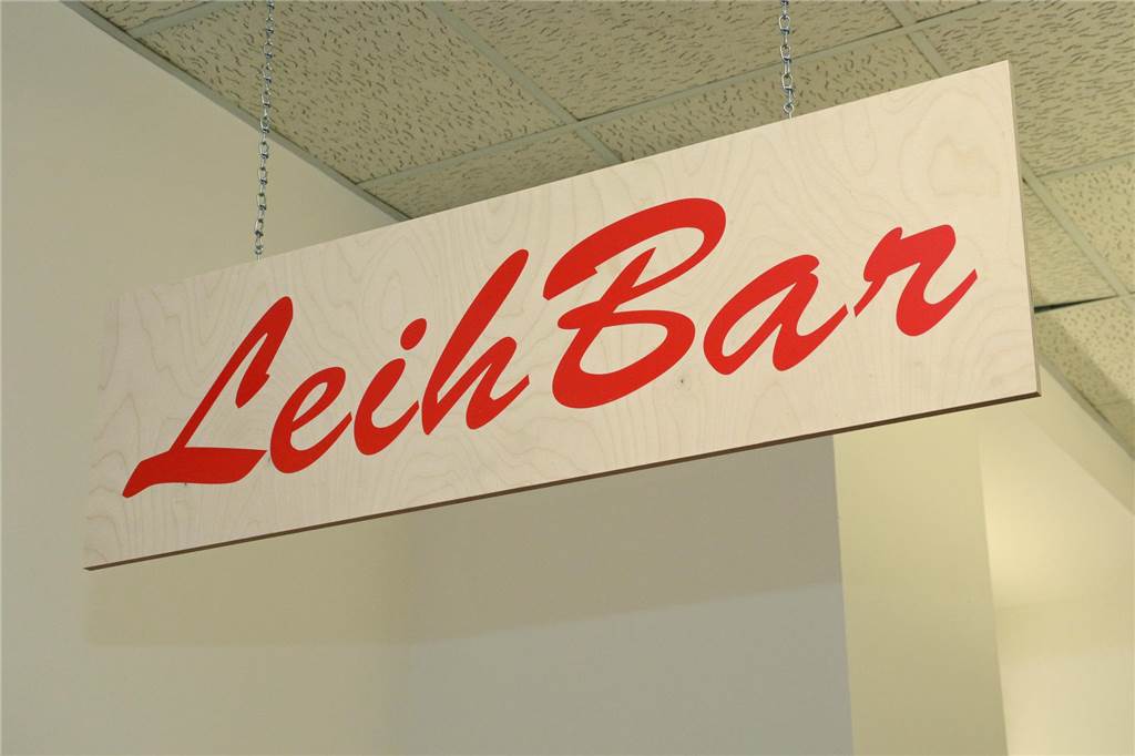 Das Schild mit der Aufschrift LeihBar