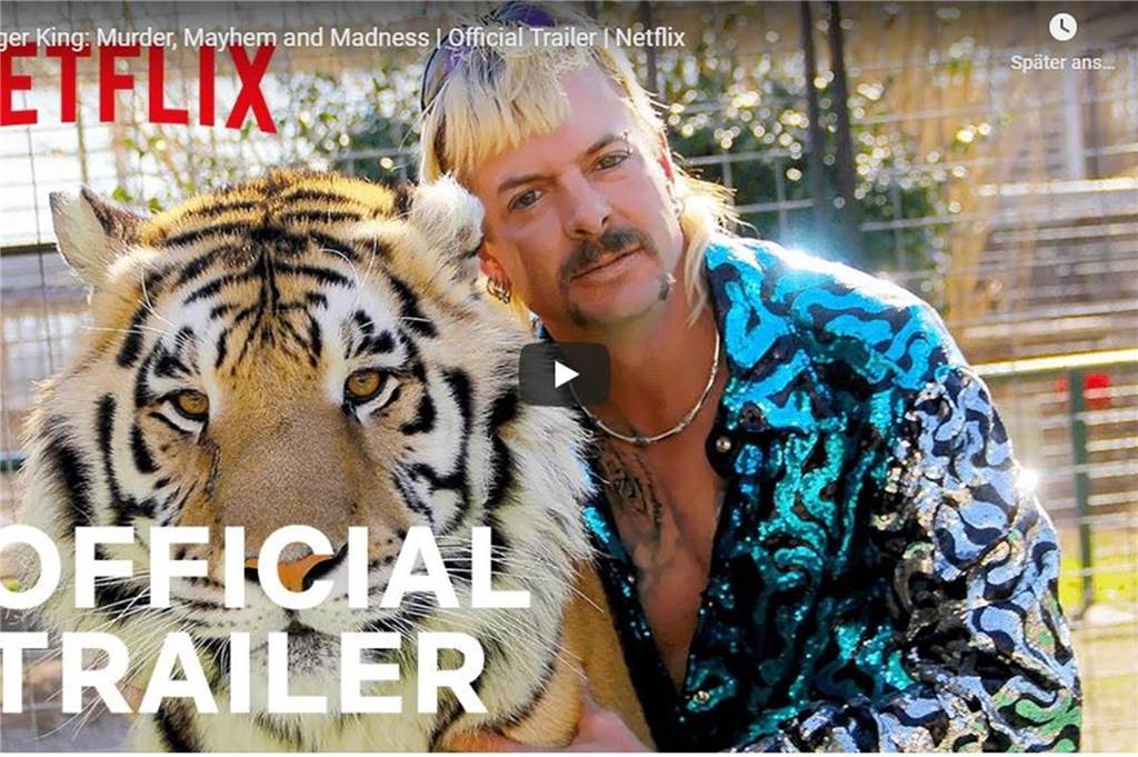 Raubkatze in Berlin ausgebrochen: Als der „Tiger King“ aus Dorsten von Tigern zerfleischt wurde Screenshot des Netflix-Trailers der Doku „Tiger King"