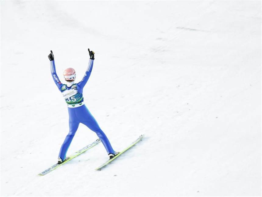 Freund fliegt am Kulm zum elften Weltcupsieg Severin Freund flog am Kulm am weitesten. Foto: Erwin Scheriau