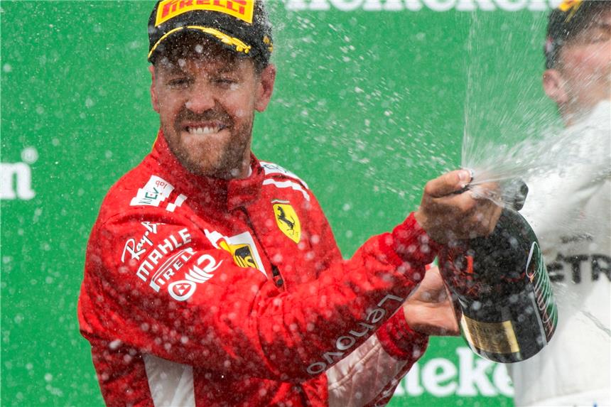 Ferrari-Pilot mit 50. Sieg zurück an die Formel-1-Spitze Sicherte sich seinen 50. Formel-1-Sieg: Sebastian Vettel.