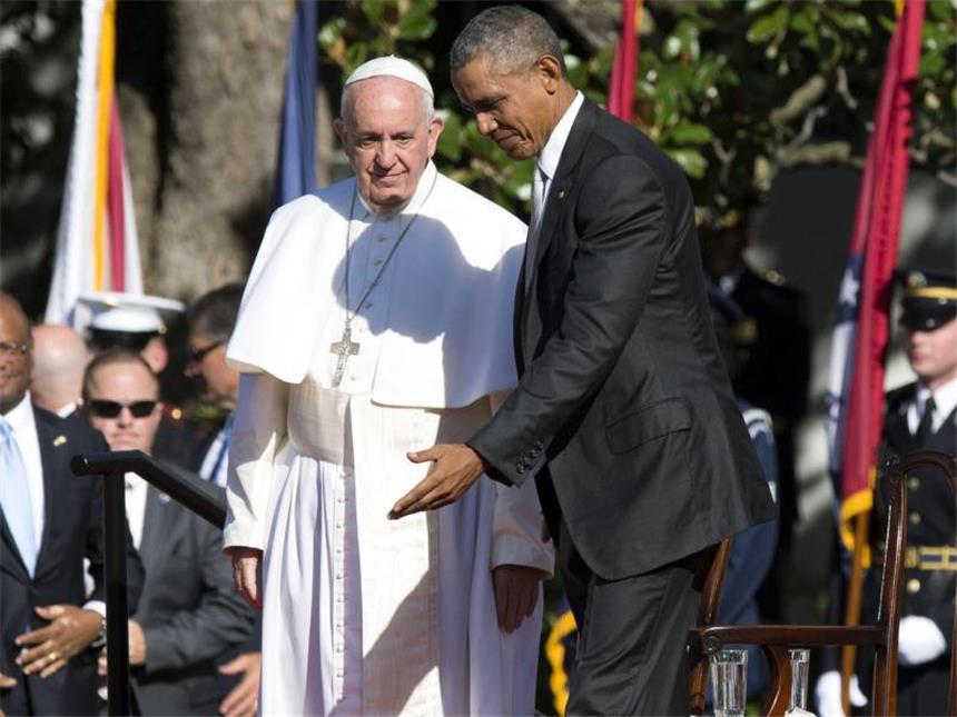Papst und Obama vereint gegen Klimawandel und Armut Sie sind sich einig: US-Präsident Obama und Papst Franziskus rufen zum Kampf gegen den Klimawandel auf. Es sei eines der dringlichsten Probleme unserer Zeit. Foto: Michael Reynolds