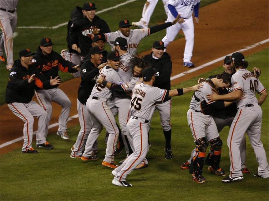 Aus der Luft gefangen: Giants gewinnen World Series Sieg! Die San Francisco Giants triumphierten in der World Series der MLB. Foto: Tannen Maury