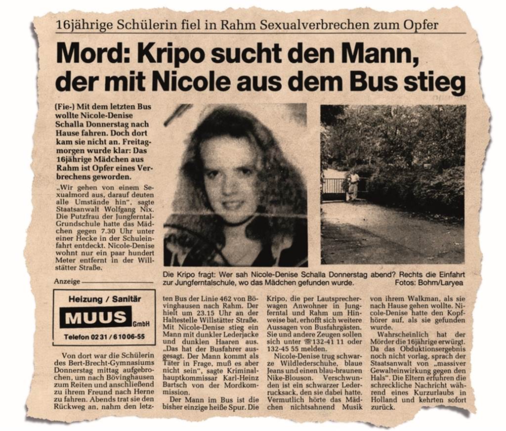 So berichteten die Ruhr Nachrichten im Oktober 1993 über den Mord an Nicole Schalla.