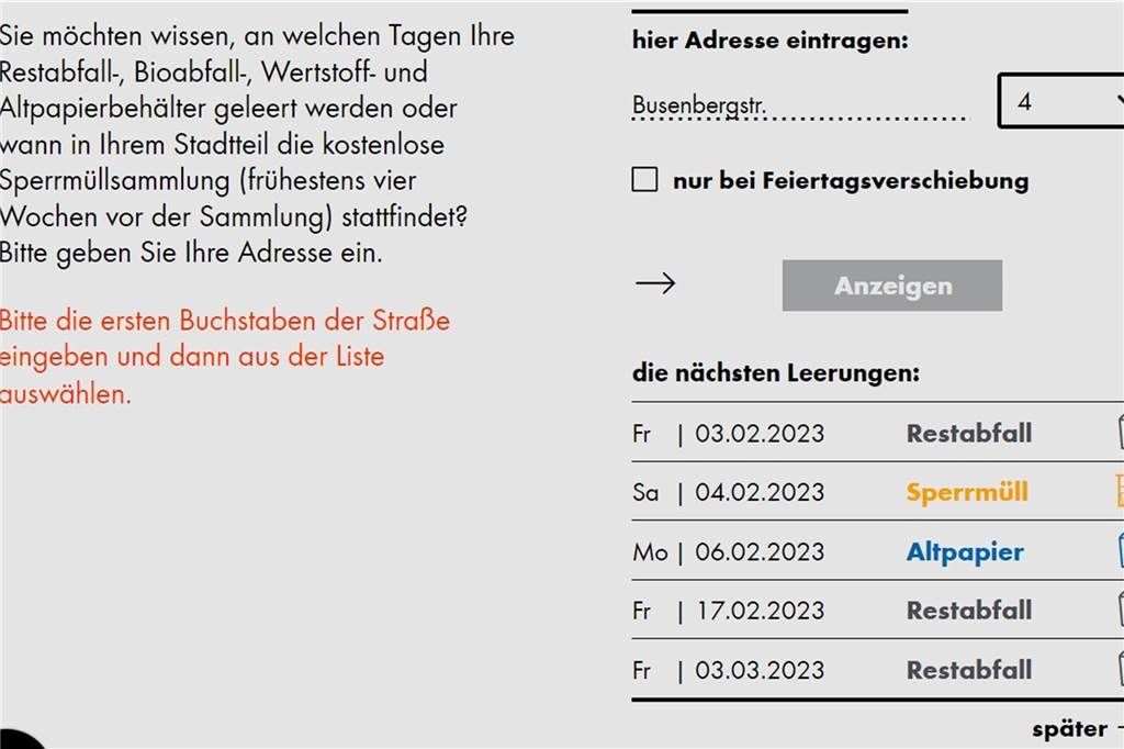 Aplerbecks „Sperrmüllmenge“ im Mittelfeld, aber trotzdem gewaltig Teilausschnitt der EDG-Serviceseite.