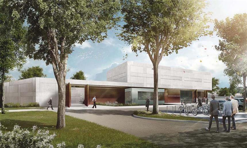 So soll Dortmunds Riesen-Geldspeicher aussehen So könnte das Empfangsgebäude der Bundesbank für "Normalkunden" im Eingangsbereich zur neuen Filiale an der Stadtkrone Ost aussehen. Es ist eines von vier geplanten Gebäuden auf dem Gesamtareal.