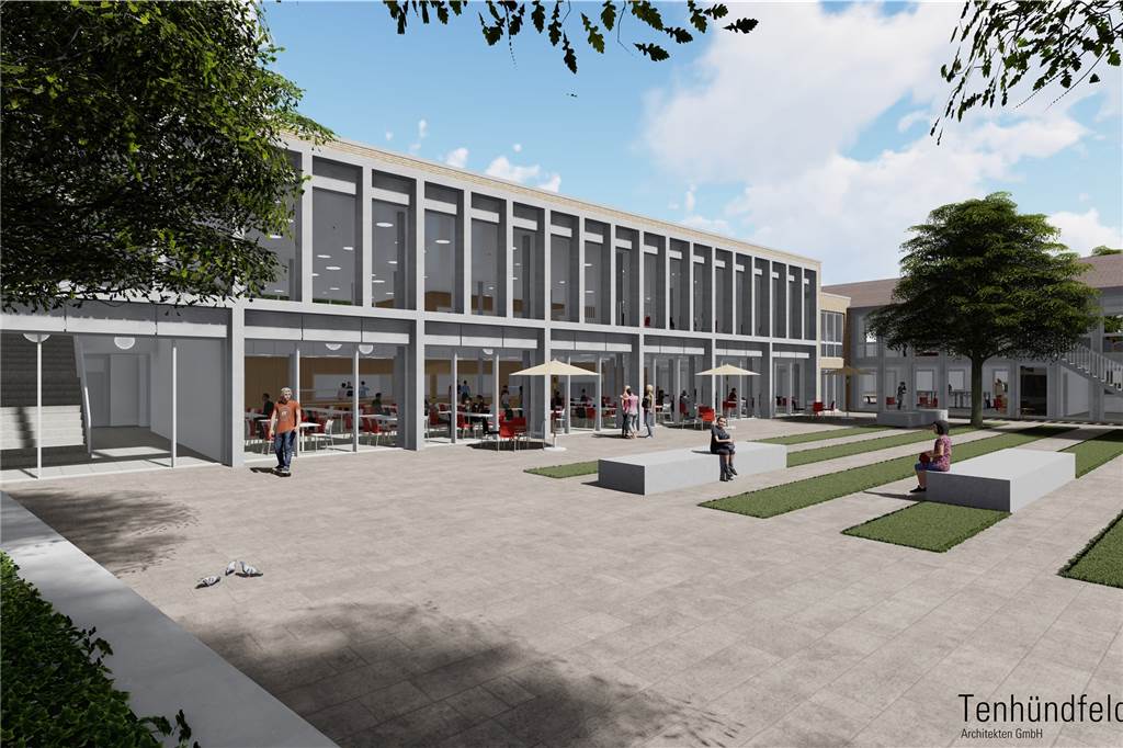 Erneute Analyse: Geplante Mensa am AHG „nicht überdimensioniert“ So könnte die neue Mensa am Josef-Cardijn-Haus zukünftig aussehen.