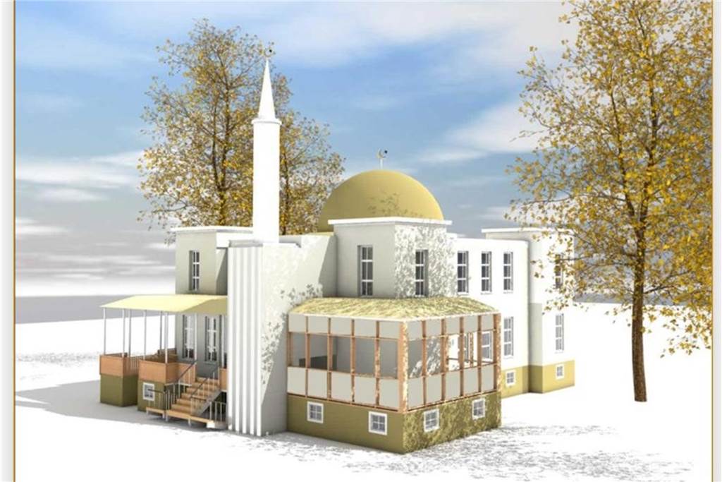 Die neue Moschee auf Schwerin soll ein Minarett bekommen und 350 Menschen Platz bieten So sähe die neue Moschee auf Schwerin aus, wenn der Bauantrag positiv beschieden wird.