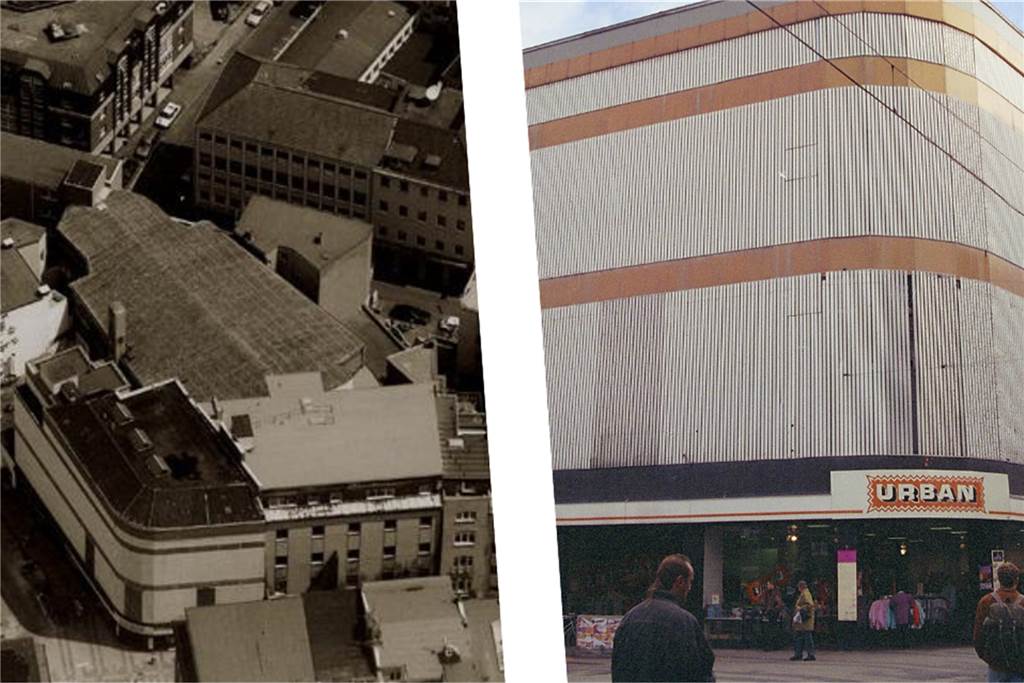 Erst umstritten, dann gefeiert: Wie das Konzerthaus in die Brückstraße kam So sah das Eck Brückstraße/Ludwigstraße mit dem alten Universum-Kino und einem Billig-Kaufhaus vor dem Bau des Konzerthauses aus.