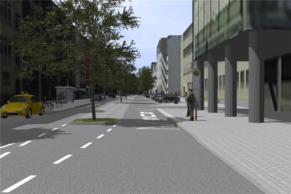 Saarlandstraßen-Umbau wird neu geplant - auch Kreuzviertel betroffen So sah eine bisherige Variante für den Umbau der Saarlandstraße aus.