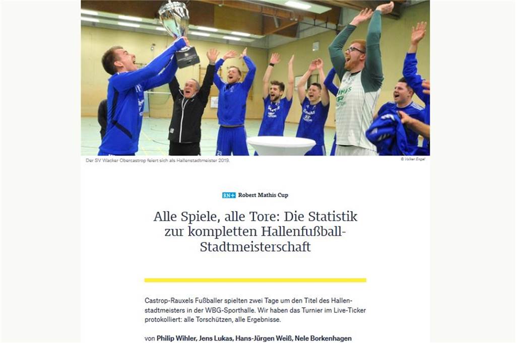 Castrop-Rauxeler Top 10 des Jahres: Auf Rang zehn steht ein nicht alltäglicher Artikel So sah im Internet der Liveticker zur Castrop-Rauxeler Hallenstadtmeisterschaft im Januar 2020 aus.