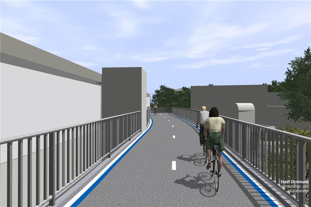 Radschnellweg-Weiterbau lässt noch Jahre auf sich warten So sahen die ersten Überlegungen für eine RS1-Galerie neben dem S-Bahnhof Stadthaus aus. Die Realisierung ist nun fraglich.