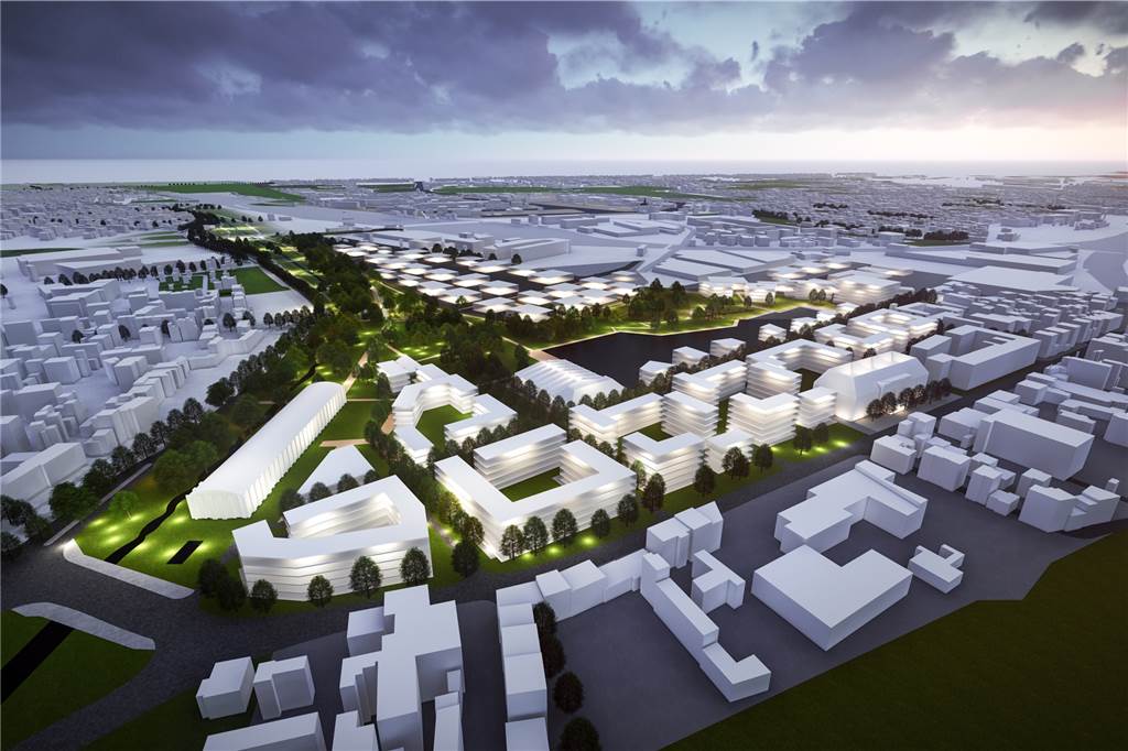 Landesministerin will Milliardenprojekt auf HSP-Brache unterstützen So sehen die Entwürfe für ein neues Stadtquartier mit FH auf dem alten HSP-Gelände aus.