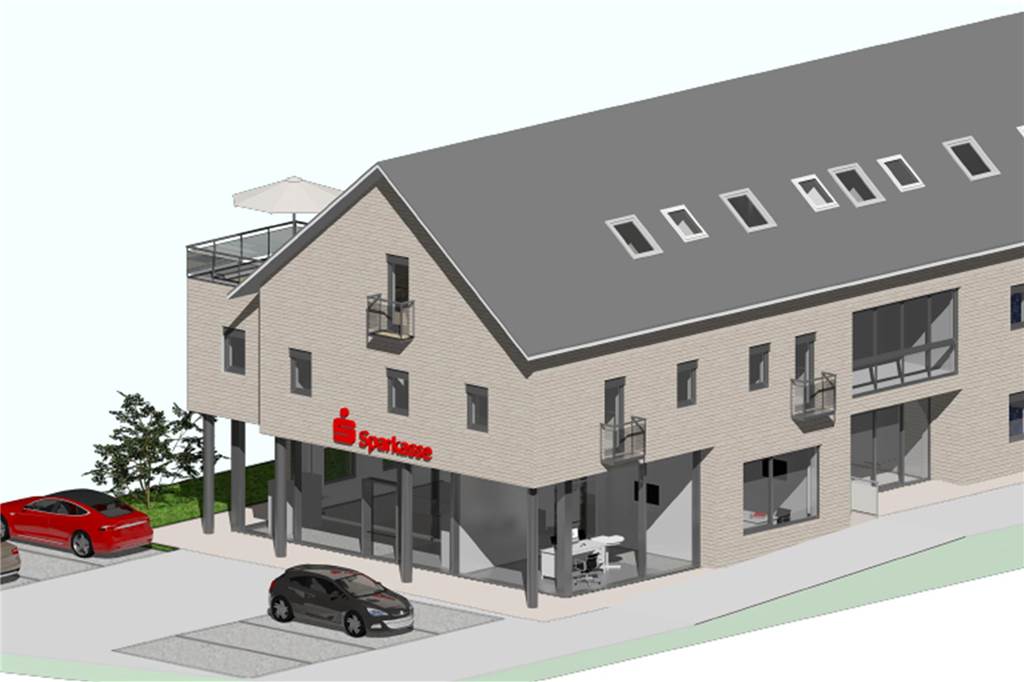 Stadtsparkasse Sythen: Der Termin für die Einweihung rückt näher Der Neubau der Sparkasse in Sythen