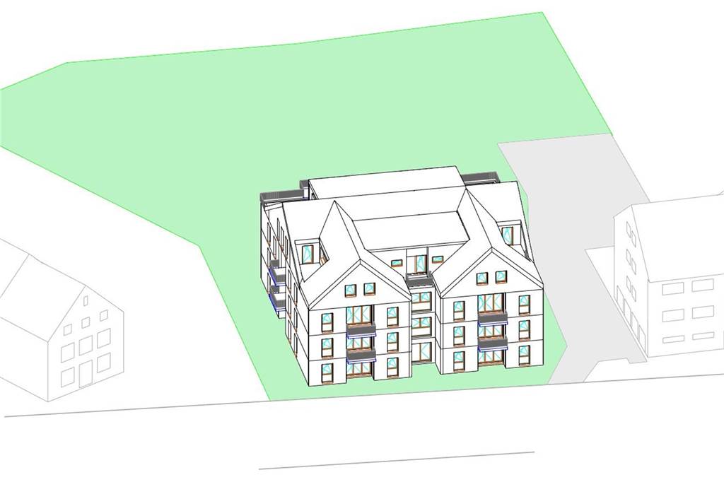 Umstrittenes Bauvorhaben: Sorge um Bäume treibt Nachbarn auf die Barrikaden So sieht der geplante Neubau aus: Vom Grünanteil hinter dem Haus werde nicht viel verlorengehen, heißt es bei BauKo.