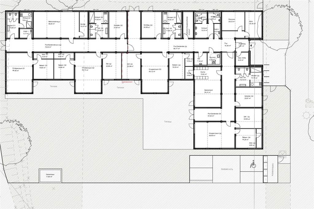 Ausweich-Kita auf Parkplatz: Container für 3,5 Mio. Euro kommen bald So sieht der Grundriss der geplanten Container-Kita aus.