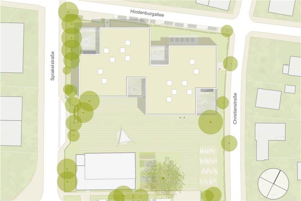 Christa Engelmann: Pläne für neue Hilgenbergschule sind ein Volltreffer So siegt der Grundriss der neuen Hilgebergschule im Siegerentwurf aus; unten links die alte Turnhalle.