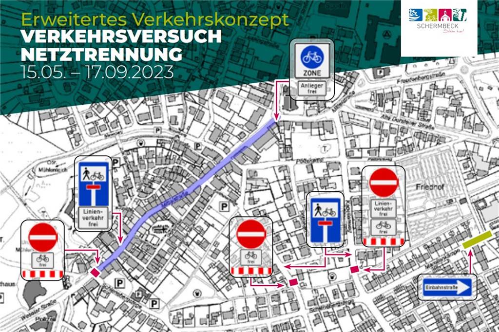 Verkehrsversuch in Schermbeck: Kommende Woche geht es los So sieht der Verkehrsversuch in Schermbeck aus.