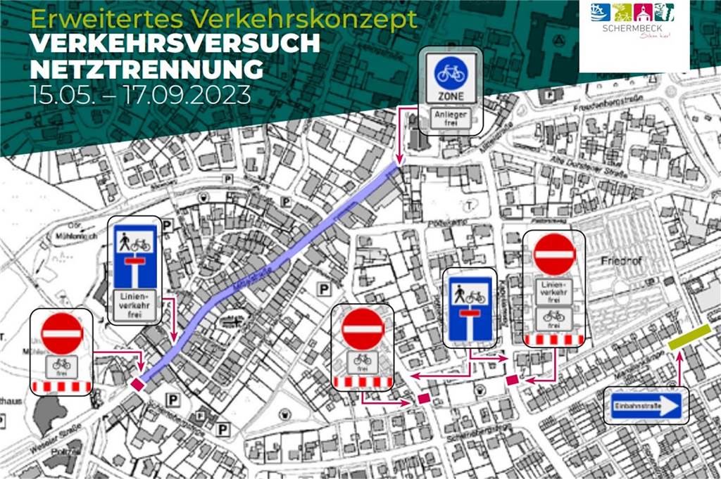 Verkehrsversuch: Heiße Diskussionen und erste Nachbesserungen So sieht der Verkehrsversuch in Schermbeck aus.