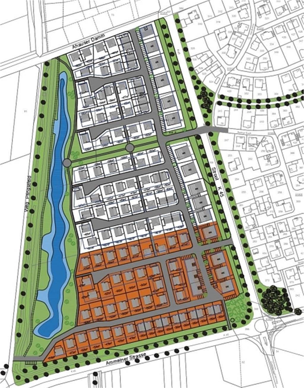 Geplantes Neubaugebiet Pfingsfeld: Weitere Meilensteine geschafft So sieht der Vorentwurf der Gemeinde für das geplante Baugebiet Pfingsfeld aus.