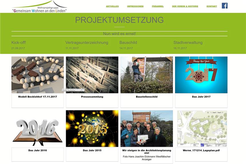 Neue Homepage für geplantes Mehrgenerationenhaus So sieht die neue Homepage des Vereins „Neues Wohnen in Werne“ aus. Sie ist am Donnerstag online gegangen.