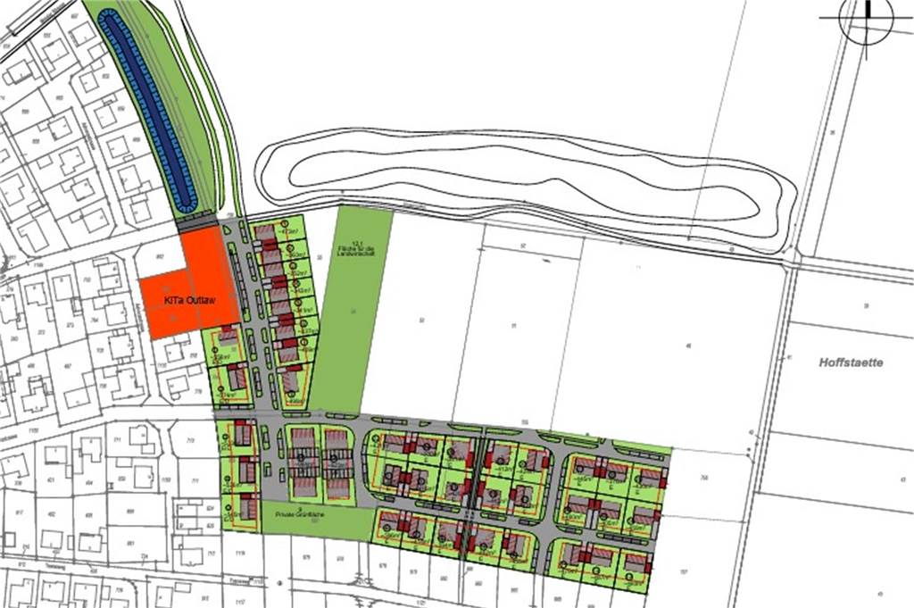 Machtkampf um Grundstück: Drohende Zwangsenteignung für Neubaugebiet Der Planentwurf für ein Neubaugebiet in Nienborg in der Gemeinde Heek