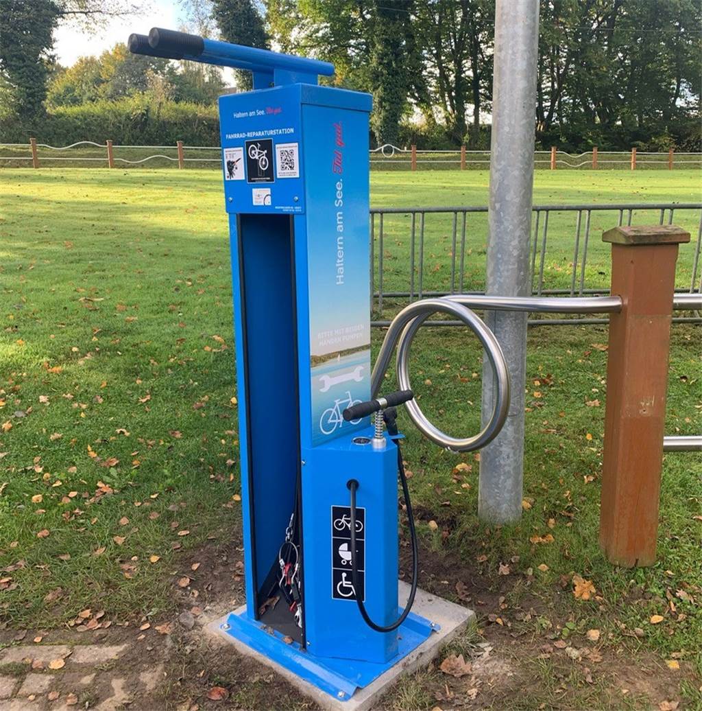 Verein „Haltern am See. Tut gut“ stellt zehn Rad-Reparaturstationen auf So sieht eine Rad-Reparaturstation aus.